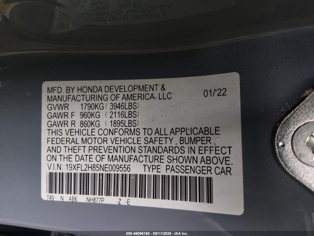Продаж на аукціоні авто 2022 Honda Civic Sport, vin: 19XFL2H85NE009556, номер лоту: 46096160