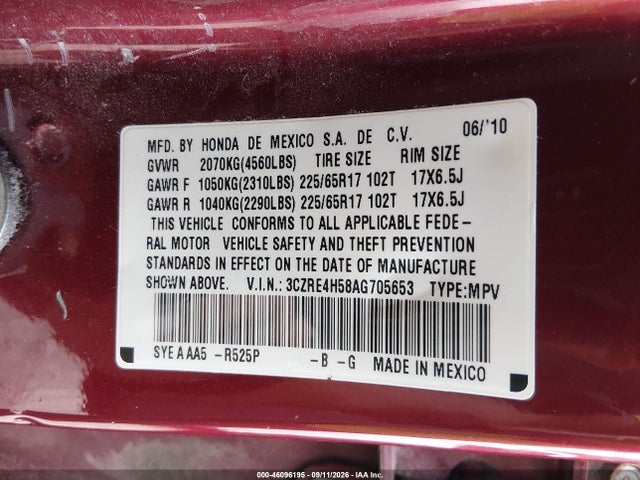 Продаж на аукціоні авто 2010 Honda Cr-v Ex, vin: 3CZRE4H58AG705653, номер лоту: 46096195