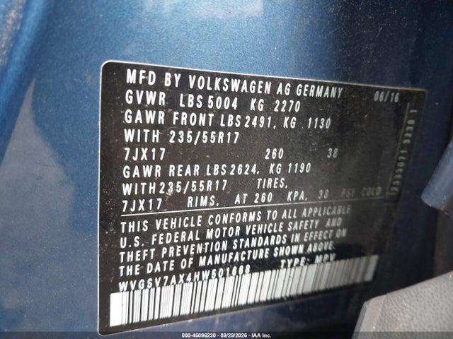 Продаж на аукціоні авто 2017 Volkswagen Tiguan 2.0t Wolfsburg Edition, vin: WVGSV7AX4HW501668, номер лоту: 46096230