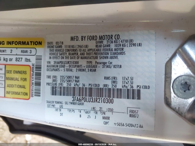 Ford Fusion Hybrid Se 2018 3FA6P0LU3JR210300 Image 9