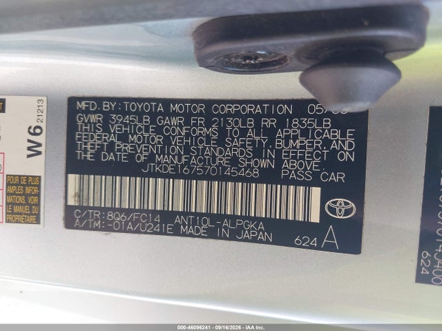 46096241 :رقم المزاد ، JTKDE167570145468 vin ، 2007 Scion Tc مزاد بيع