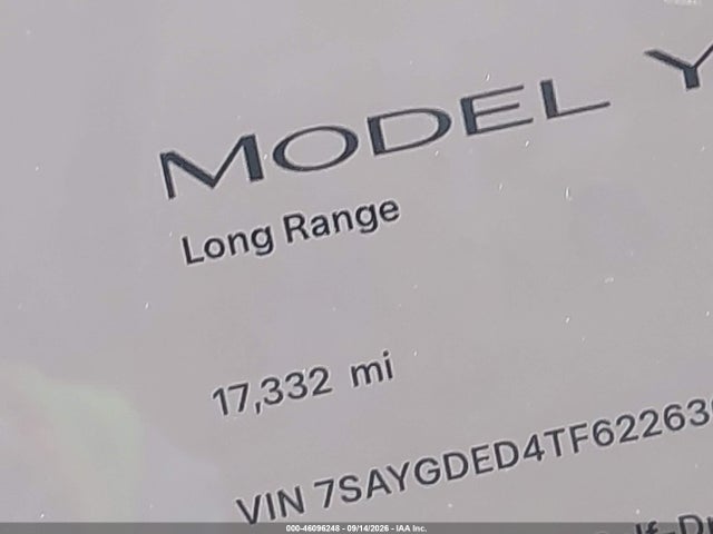 7SAYGDED4TF622630 Tesla Model Y Premium Rear-wheel Drive/rear-wheel Drive