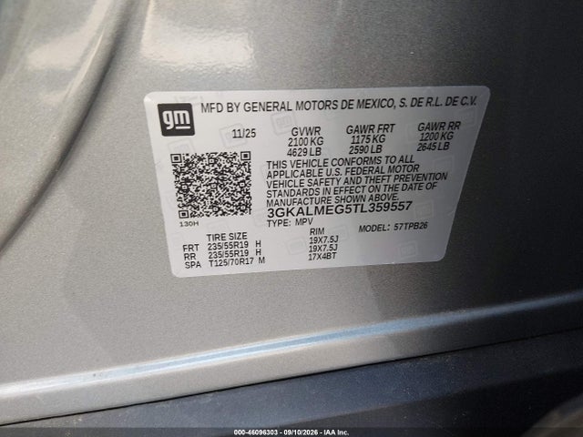 Aukcja sprzedaży 2026 Gmc Terrain Fwd Elevation, vin: 3GKALMEG5TL359557, numer aukcji: 46096303