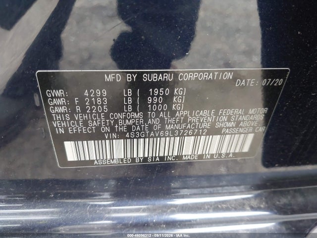 Aukcja sprzedaży 2020 Subaru Impreza Premium 5-door, vin: 4S3GTAV69L3726712, numer aukcji: 46096312