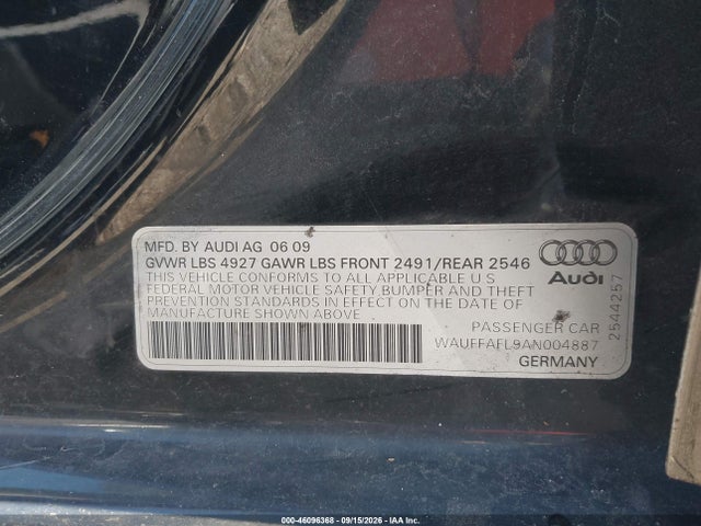 Продажа на аукционе авто 2010 Audi A4 2.0t Premium, vin: WAUFFAFL9AN004887, номер лота: 46096368