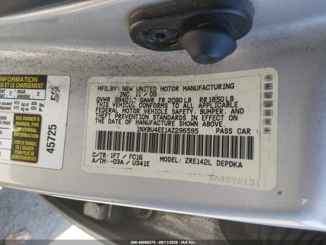 Продажа на аукционе авто 2010 Toyota Corolla Le, vin: 1NXBU4EE1AZ296595, номер лота: 46096375