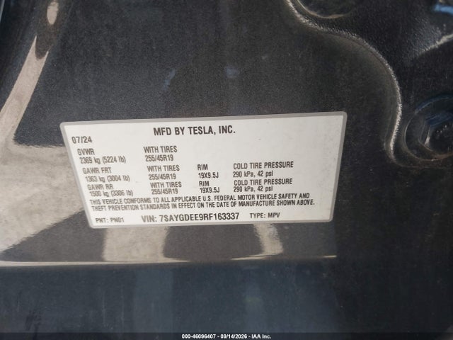 Продаж на аукціоні авто 2024 Tesla Model Y Long Range Dual Motor All-wheel Drive, vin: 7SAYGDEE9RF163337, номер лоту: 46096407