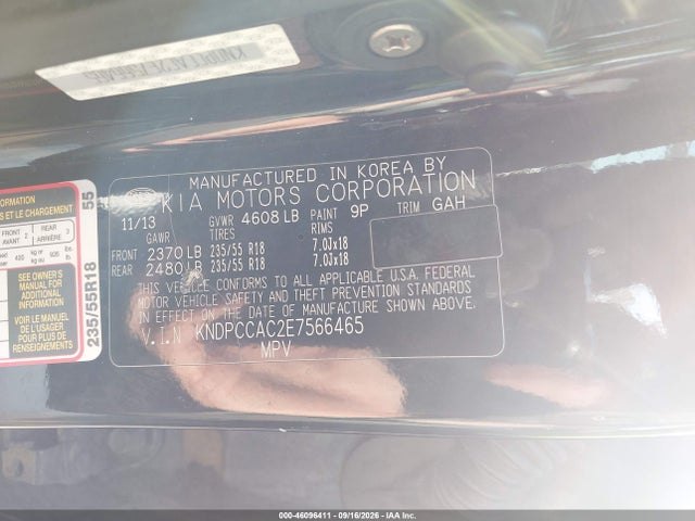 Продаж на аукціоні авто 2014 Kia Sportage Ex, vin: KNDPCCAC2E7566465, номер лоту: 46096411
