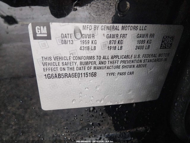 46096525 :رقم المزاد ، 1G6AB5RA6E0115168 vin ، 2014 Cadillac Ats Luxury مزاد بيع