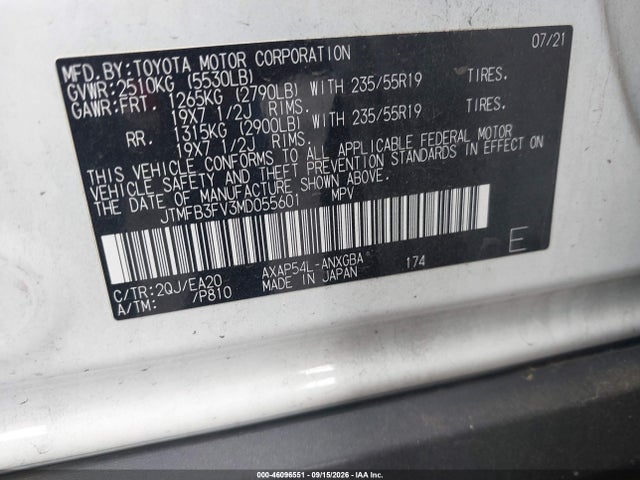 JTMFB3FV3MD055601 Toyota Rav4 Prime Xse