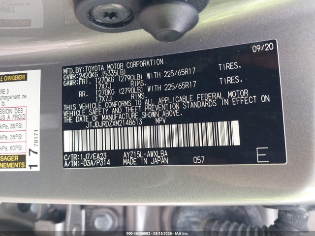 Продаж на аукціоні авто 2021 Lexus Nx 300h, vin: JTJDJRDZXM2148613, номер лоту: 46096583
