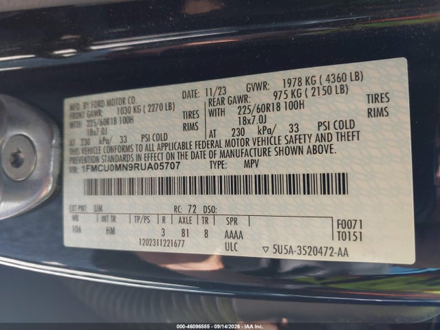 Aukcja sprzedaży 2024 Ford Escape St-line, vin: 1FMCU0MN9RUA05707, numer aukcji: 46096585