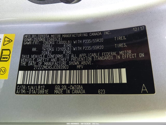 Продажа на аукционе авто 2018 Lexus Rx 350, vin: 2T2ZZMCA5JC093903, номер лота: 46096603