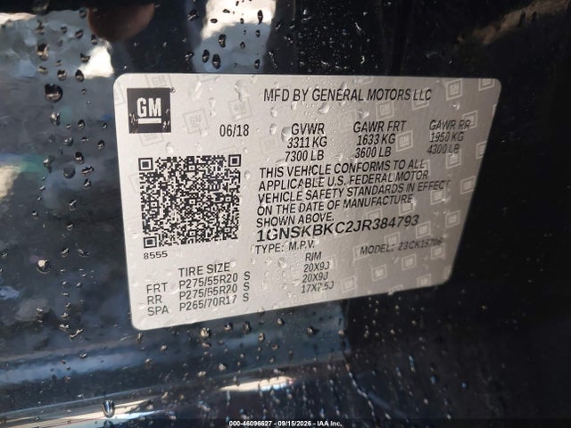 Aukcja sprzedaży 2018 Chevrolet Tahoe Lt, vin: 1GNSKBKC2JR384793, numer aukcji: 46096627