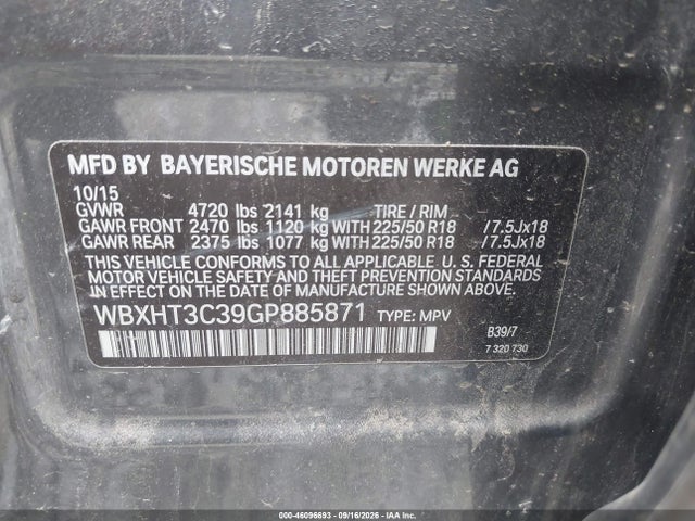 Aukcja sprzedaży 2016 Bmw X1 Xdrive28i, vin: WBXHT3C39GP885871, numer aukcji: 46096693