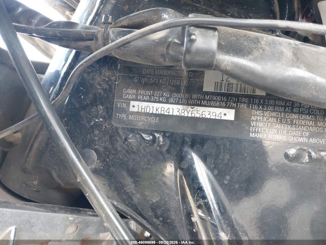 2008 Harley-davidson Flhx მანქანა იყიდება აუქციონზე, vin: 1HD1KB4138Y656394, აუქციონის ნომერი: 46096696