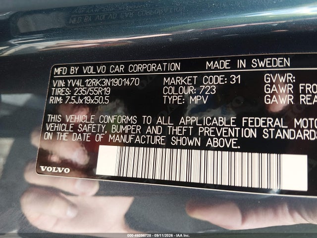 Продажа на аукционе авто 2022 Volvo Xc60 B5 Momentum, vin: YV4L12RK3N1901470, номер лота: 46096728