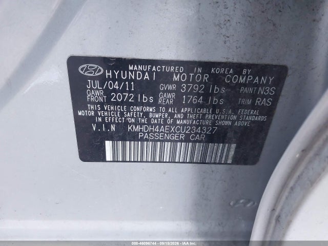 Продажа на аукционе авто 2012 Hyundai Elantra Limited (ulsan Plant), vin: KMHDH4AEXCU234327, номер лота: 46096744