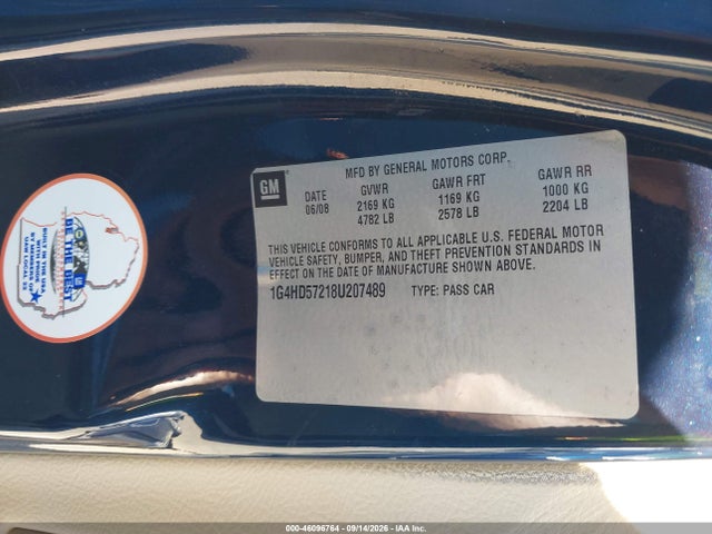 Aukcja sprzedaży 2008 Buick Lucerne Cxl, vin: 1G4HD57218U207489, numer aukcji: 46096764