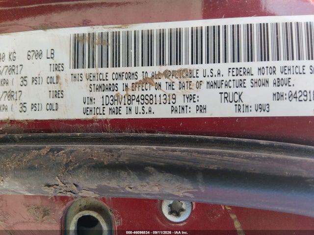 Продаж на аукціоні авто 2009 Dodge Ram 1500 St, vin: 1D3HV18P49S811319, номер лоту: 46096834