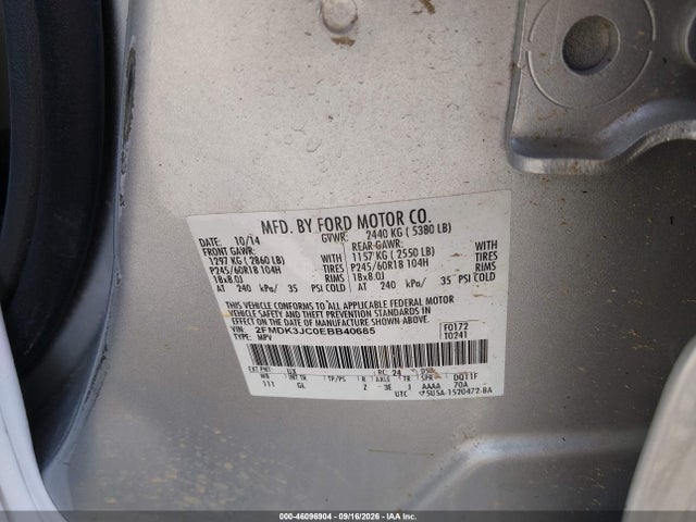 Продажа на аукционе авто 2014 Ford Edge Sel, vin: 2FMDK3JC0EBB40685, номер лота: 46096904