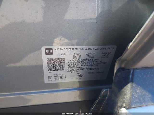 Продажа на аукционе авто 2025 Chevrolet Equinox Ev Lt, vin: 3GN7DLRP1SS153736, номер лота: 46096906