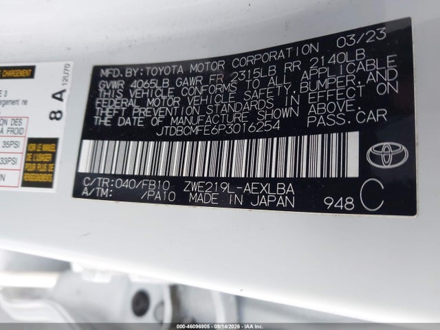 Toyota Corolla Hybrid Le 2023 JTDBCMFE6P3016254 Image 8