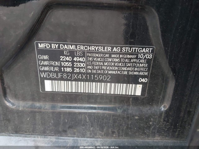 Продажа на аукционе авто 2004 Mercedes-benz E 320 4matic, vin: WDBUF82JX4X115902, номер лота: 46096942