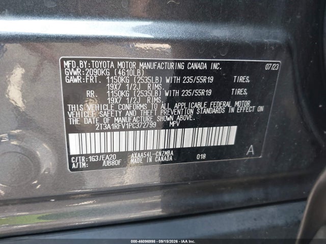 Aukcja sprzedaży 2023 Toyota Rav4 Xle Premium, vin: 2T3A1RFV1PC372799, numer aukcji: 46096998