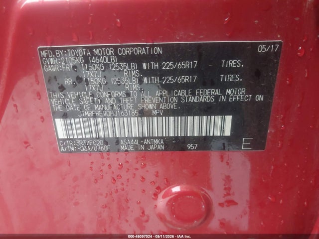 Aukcja sprzedaży 2017 Toyota Rav4 Xle, vin: JTMRFREV0HJ163185, numer aukcji: 46097024