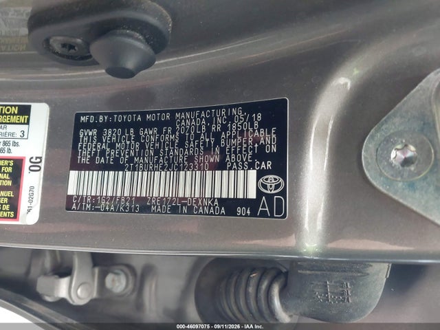 Продажа на аукционе авто 2018 Toyota Corolla Le, vin: 2T1BURHE2JC123310, номер лота: 46097075