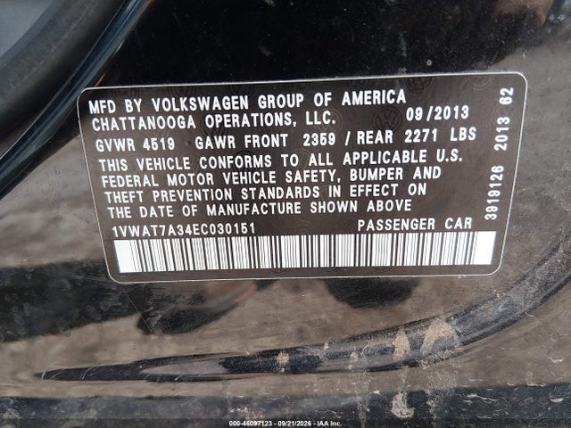 1VWAT7A34EC030151 Volkswagen Passat 1.8t Wolfsburg Edition