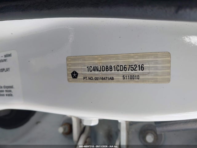 2012 Jeep Compass Sport მანქანა იყიდება აუქციონზე, vin: 1C4NJDBB1CD675216, აუქციონის ნომერი: 46097210