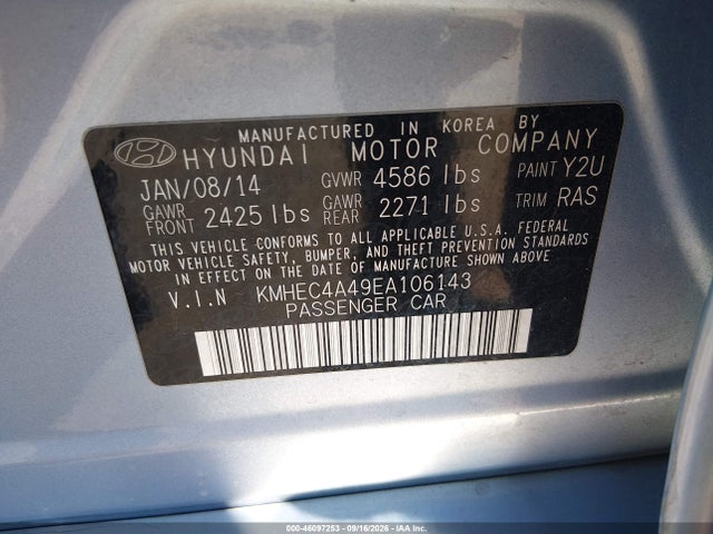 Продаж на аукціоні авто 2014 Hyundai Sonata Hybrid Limited, vin: KMHEC4A49EA106143, номер лоту: 46097253