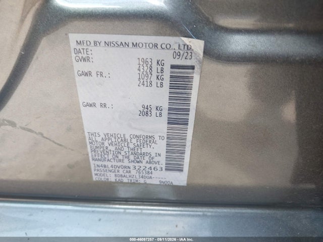 Продаж на аукціоні авто 2024 Nissan Altima Sv Fwd, vin: 1N4BL4DV0RN322463, номер лоту: 46097257