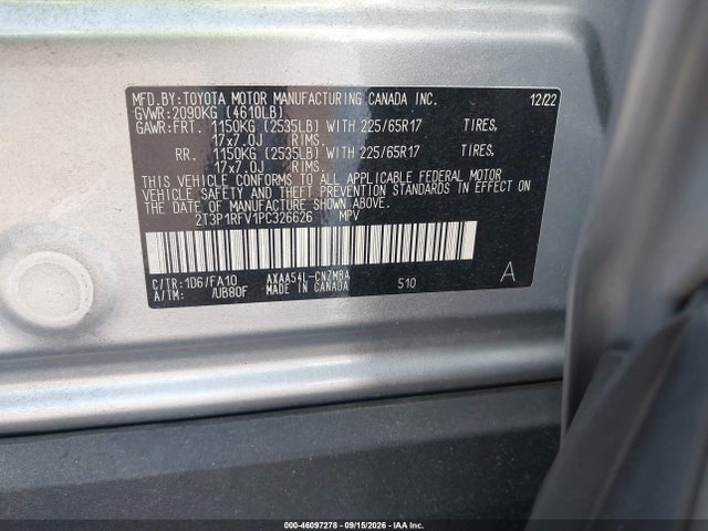 Продажа на аукционе авто 2023 Toyota Rav4 Xle, vin: 2T3P1RFV1PC326626, номер лота: 46097278