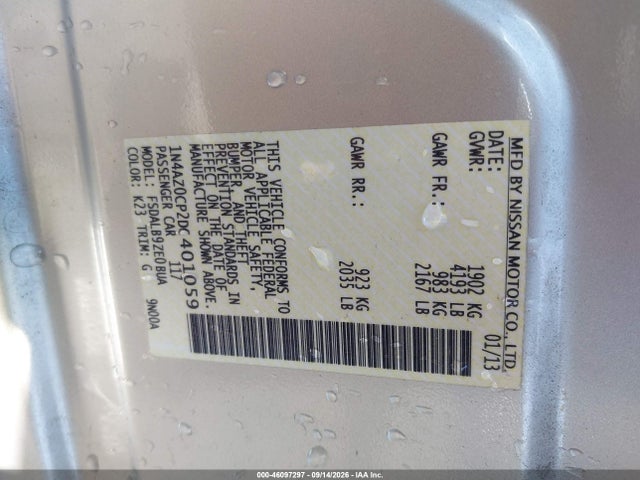 46097297 :رقم المزاد ، 1N4AZ0CP2DC401059 vin ، 2013 Nissan Leaf S مزاد بيع