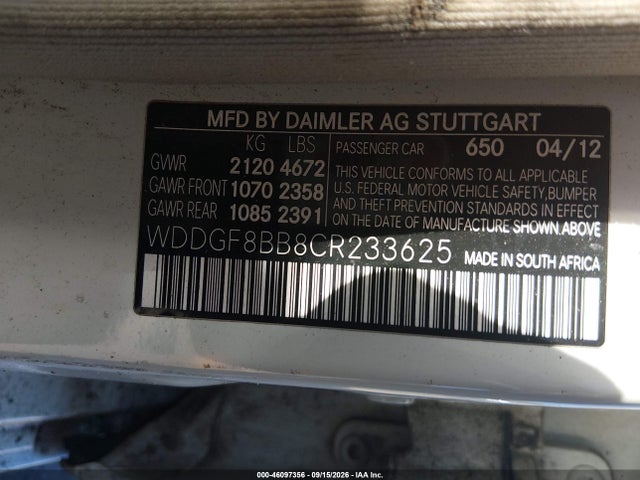 2012 Mercedes-benz C 300 Sport 4matic მანქანა იყიდება აუქციონზე, vin: WDDGF8BB8CR233625, აუქციონის ნომერი: 46097356