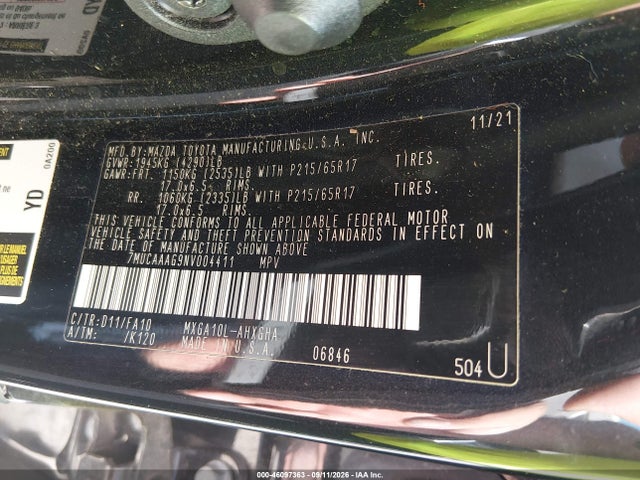 46097363 :رقم المزاد ، 7MUCAAAG9NV004411 vin ، 2022 Toyota Corolla Cross Le مزاد بيع