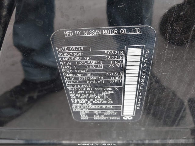 2020 Infiniti Qx50 Sensory Awd მანქანა იყიდება აუქციონზე, vin: 3PCAJ5M33LF101946, აუქციონის ნომერი: 46097384