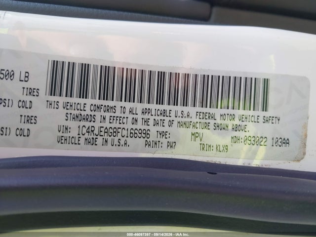 Продажа на аукционе авто 2015 Jeep Grand Cherokee Altitude, vin: 1C4RJEAG8FC166996, номер лота: 46097397