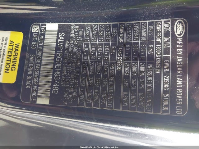 Продаж на аукціоні авто 2014 Land Rover Range Rover Evoque Pure Plus, vin: SALVP1BG0EH937482, номер лоту: 46097416