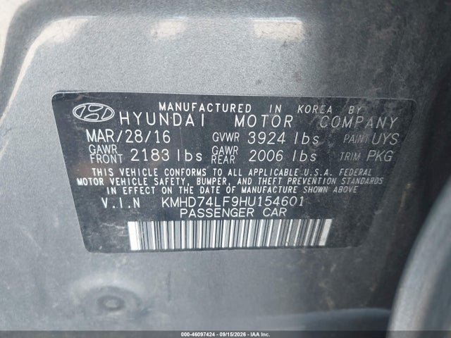 Hyundai ELANTRA SE 2017 KMHD74LF9HU154601 Image 9