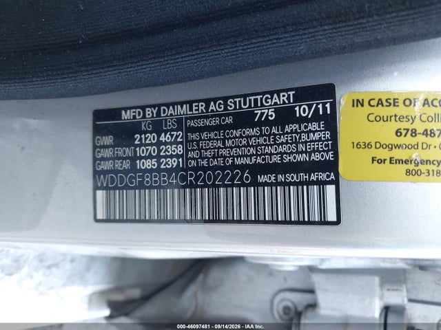 2012 Mercedes-benz C 300 Sport 4matic მანქანა იყიდება აუქციონზე, vin: WDDGF8BB4CR202226, აუქციონის ნომერი: 46097481