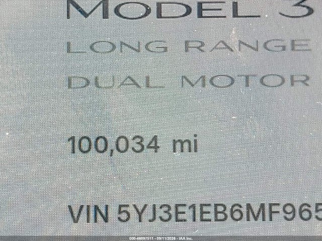Aukcja sprzedaży 2021 Tesla Model 3 Long Range Dual Motor All-wheel Drive, vin: 5YJ3E1EB6MF965581, numer aukcji: 46097511