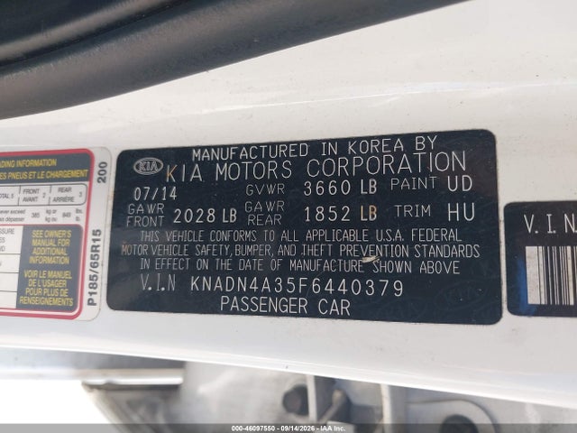 KIA RIO EX 2015 KNADN4A35F6440379 Image 9