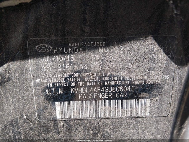 Продаж на аукціоні авто 2016 Hyundai Elantra Limited, vin: KMHDH4AE4GU606041, номер лоту: 46097565