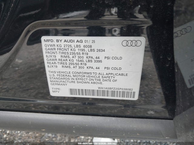 Продаж на аукціоні авто 2025 Audi Q4 E-tron Premium 45 Rwd, vin: WA1A5BFZ2SP038082, номер лоту: 46097568
