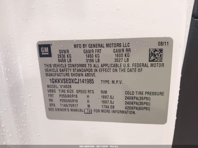 Продажа на аукционе авто 2012 Gmc Acadia Slt-2, vin: 1GKKVSEDXCJ141985, номер лота: 46097609