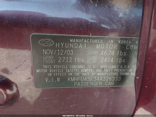 2004 Hyundai Xg350 L მანქანა იყიდება აუქციონზე, vin: KMHFU45E34A326333, აუქციონის ნომერი: 46097619